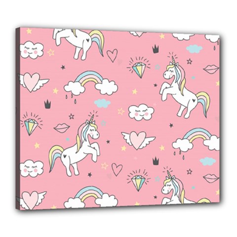 Cute Unicorn Seamless Pattern Canvas 24  X 20  (stretched) by Apen