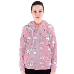 Cute Unicorn Seamless Pattern Women s Zipper Hoodie by Apen