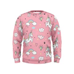 Cute Unicorn Seamless Pattern Kids  Sweatshirt by Apen