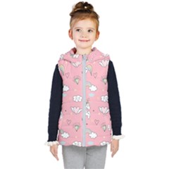 Cute Unicorn Seamless Pattern Kids  Hooded Puffer Vest