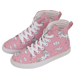 Cute Unicorn Seamless Pattern Women s Hi-top Skate Sneakers