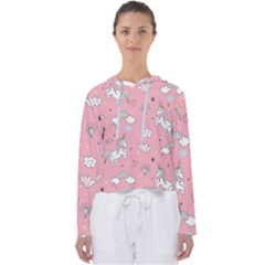 Cute Unicorn Seamless Pattern Women s Slouchy Sweat