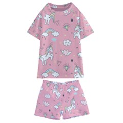 Cute Unicorn Seamless Pattern Kids  Swim T-shirt And Shorts Set by Apen