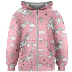 Cute Unicorn Seamless Pattern Kids  Zipper Hoodie Without Drawstring by Apen