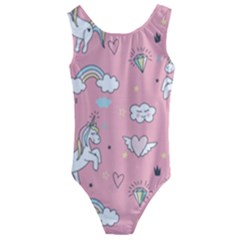 Cute Unicorn Seamless Pattern Kids  Cut-out Back One Piece Swimsuit by Apen