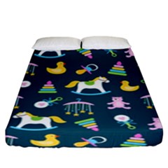 Cute Babies Toys Seamless Pattern Fitted Sheet (king Size) by Apen