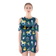 Cute Babies Toys Seamless Pattern Shoulder Cutout One Piece Dress by Apen