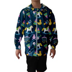 Cute Babies Toys Seamless Pattern Kids  Hooded Windbreaker by Apen