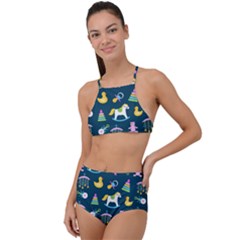 Cute Babies Toys Seamless Pattern Halter Tankini Set by Apen