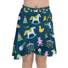 Cute Babies Toys Seamless Pattern Chiffon Wrap Front Skirt by Apen