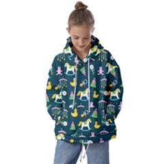 Cute Babies Toys Seamless Pattern Kids  Oversized Hoodie by Apen