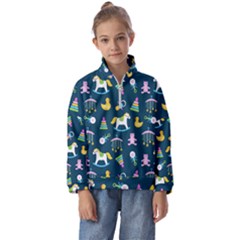 Cute Babies Toys Seamless Pattern Kids  Half Zip Hoodie by Apen