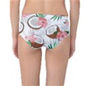 Seamless Pattern Coconut Piece Palm Leaves With Pink Hibiscus Mid-Waist Bikini Bottoms View2