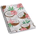 Seamless Pattern Coconut Piece Palm Leaves With Pink Hibiscus 5.5  x 8.5  Notebook View1