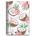 Seamless Pattern Coconut Piece Palm Leaves With Pink Hibiscus 5.5  x 8.5  Notebook View3