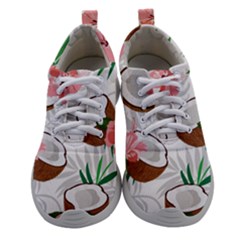 Seamless Pattern Coconut Piece Palm Leaves With Pink Hibiscus Women Athletic Shoes by Apen