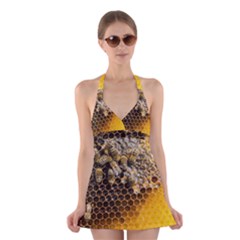 Honeycomb With Bees Halter Dress Swimsuit  by Apen