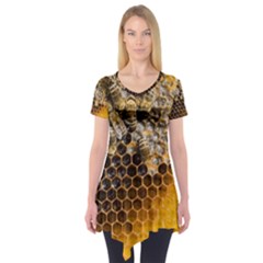 Honeycomb With Bees Short Sleeve Tunic  by Apen