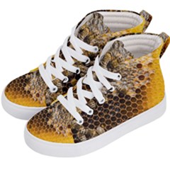 Honeycomb With Bees Kids  Hi-top Skate Sneakers by Apen