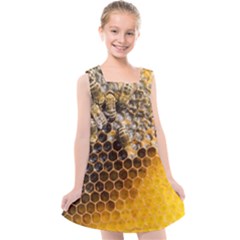 Honeycomb With Bees Kids  Cross Back Dress by Apen