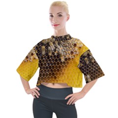 Honeycomb With Bees Mock Neck T-shirt by Apen