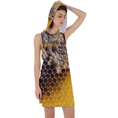 Honeycomb With Bees Racer Back Hoodie Dress by Apen