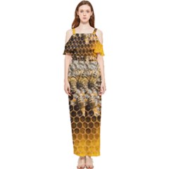 Honeycomb With Bees Draped Sleeveless Chiffon Jumpsuit by Apen