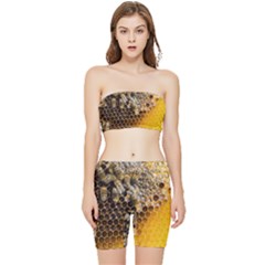 Honeycomb With Bees Stretch Shorts And Tube Top Set by Apen