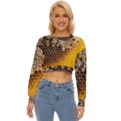 Honeycomb With Bees Lightweight Long Sleeve Sweatshirt by Apen