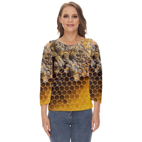 Honeycomb With Bees Cut Out Wide Sleeve Top by Apen