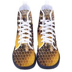 Honeycomb With Bees Men s High-top Canvas Sneakers by Apen