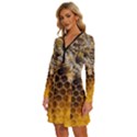 Honeycomb With Bees Long Sleeve Deep V Mini Dress  View2