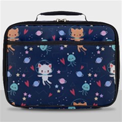 Cute Astronaut Cat With Star Galaxy Elements Seamless Pattern Full Print Lunch Bag by Apen