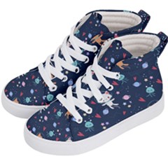 Cute Astronaut Cat With Star Galaxy Elements Seamless Pattern Kids  Hi-top Skate Sneakers by Apen