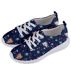 Cute Astronaut Cat With Star Galaxy Elements Seamless Pattern Women s Lightweight Sports Shoes by Apen