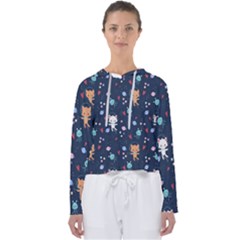 Cute Astronaut Cat With Star Galaxy Elements Seamless Pattern Women s Slouchy Sweat by Apen