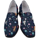 Cute Astronaut Cat With Star Galaxy Elements Seamless Pattern Women s Chunky Heel Loafers View1