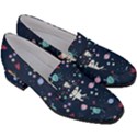 Cute Astronaut Cat With Star Galaxy Elements Seamless Pattern Women s Chunky Heel Loafers View3