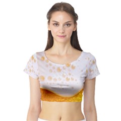 Beer Foam Texture Macro Liquid Bubble Short Sleeve Crop Top by Cemarart