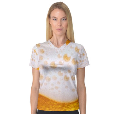 Beer Foam Texture Macro Liquid Bubble V-neck Sport Mesh T-shirt by Cemarart