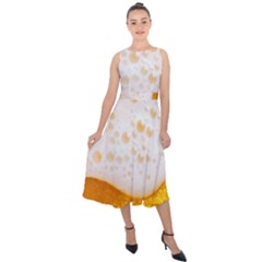 Beer Foam Texture Macro Liquid Bubble Midi Tie-back Chiffon Dress by Cemarart