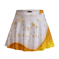 Beer Foam Texture Macro Liquid Bubble Mini Flare Skirt by Cemarart