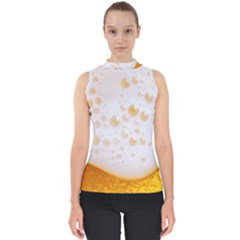 Beer Foam Texture Macro Liquid Bubble Mock Neck Shell Top by Cemarart