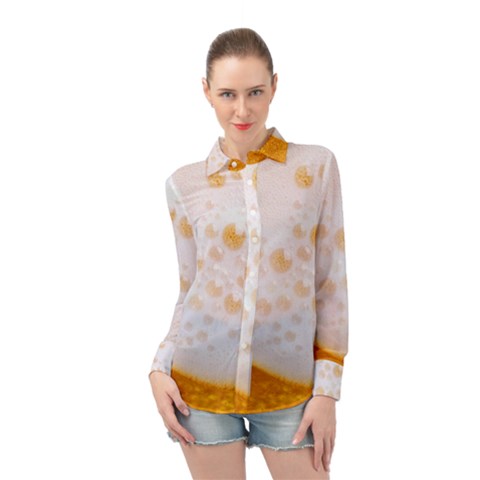 Beer Foam Texture Macro Liquid Bubble Long Sleeve Chiffon Shirt by Cemarart