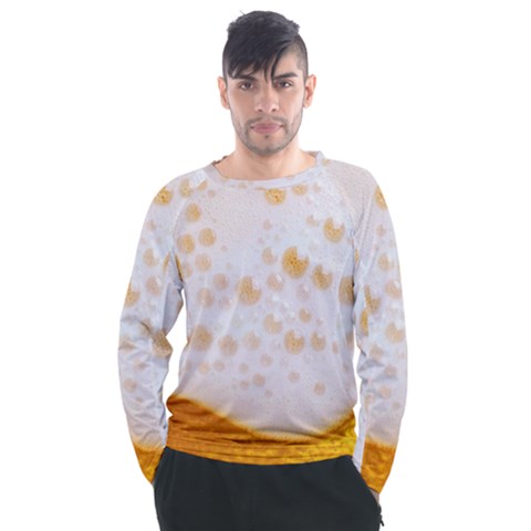 Beer Foam Texture Macro Liquid Bubble Men s Long Sleeve Raglan T-shirt by Cemarart