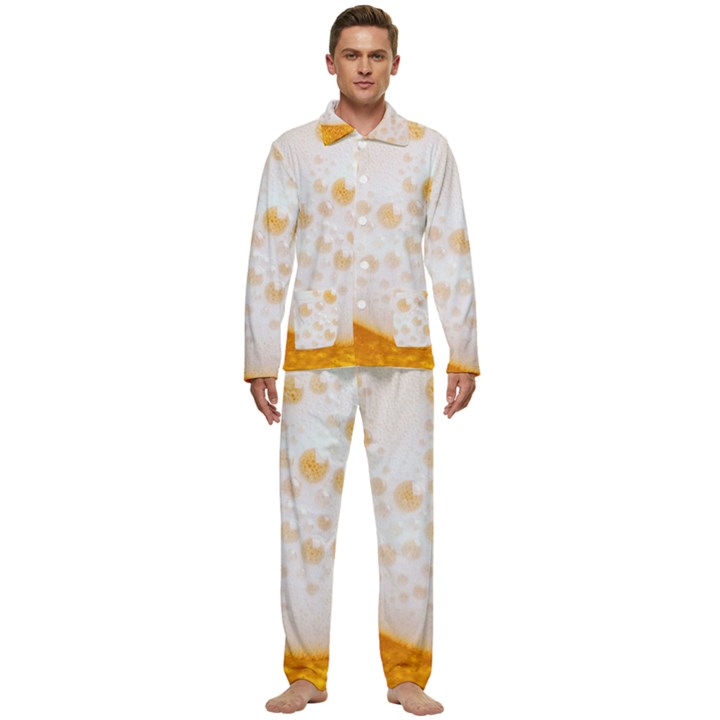 Beer Foam Texture Macro Liquid Bubble Men s Long Sleeve Velvet Pocket Pajamas Set