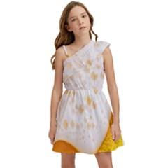 Beer Foam Texture Macro Liquid Bubble Kids  One Shoulder Party Dress by Cemarart