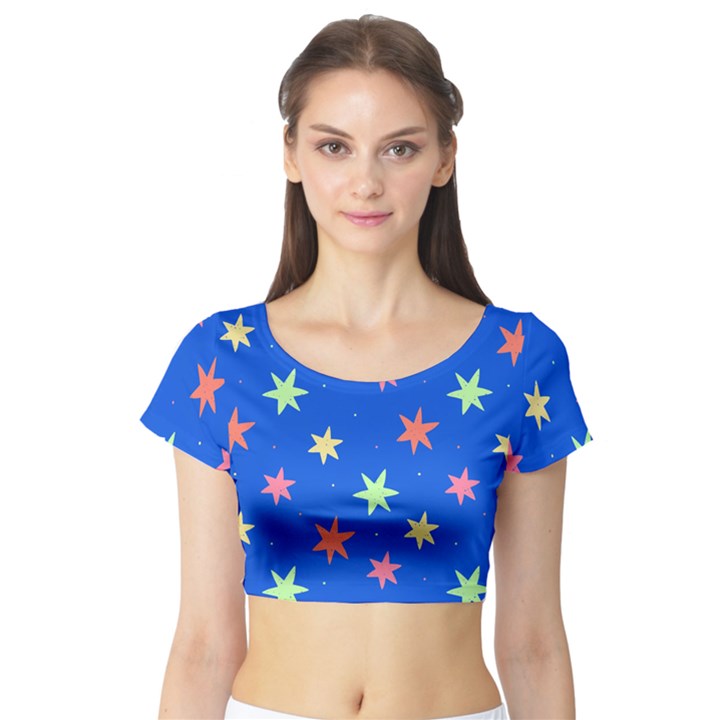 Background Star Darling Galaxy Short Sleeve Crop Top