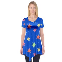 Background Star Darling Galaxy Short Sleeve Tunic  by Maspions