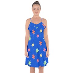 Background Star Darling Galaxy Ruffle Detail Chiffon Dress